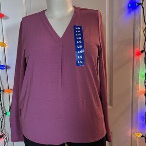 DALIA - Women's Long Sleeve Crepe Blouse Size L NWOT